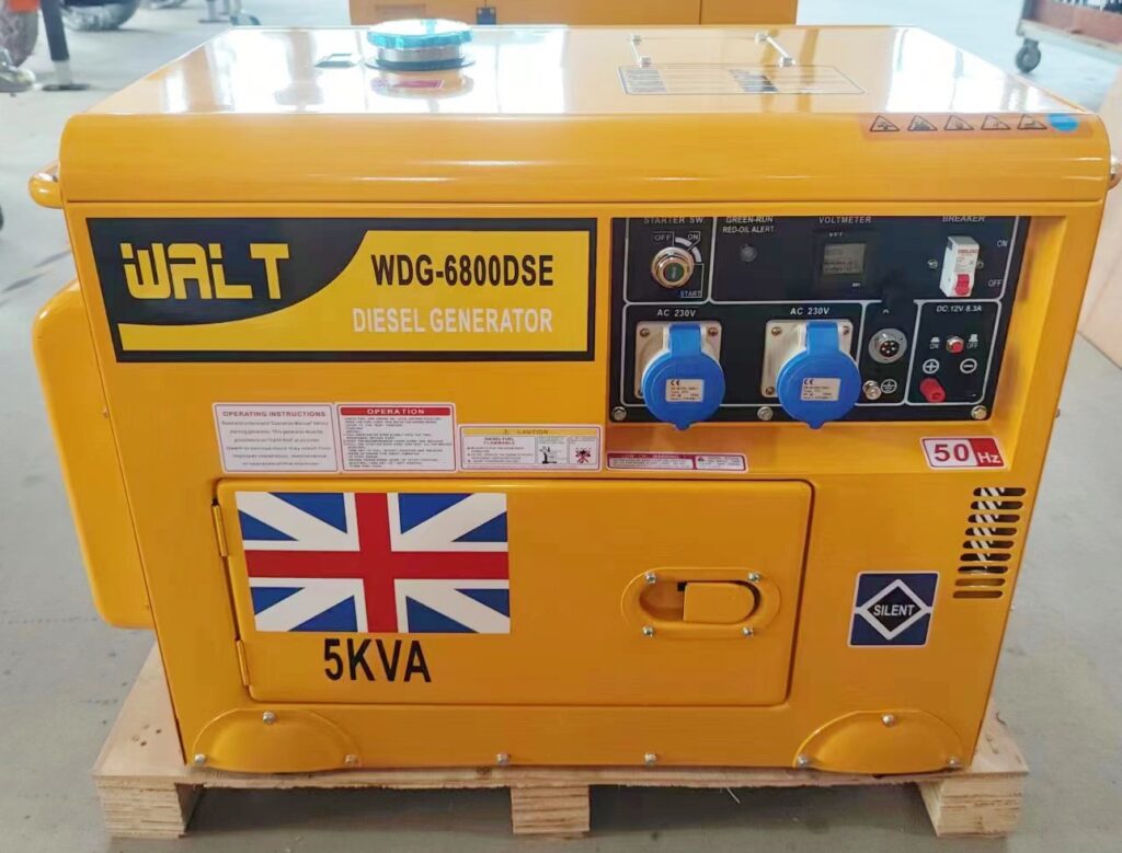 WALT classic type air-cooled portable diesel generator 5kVA WDG-6800DSE