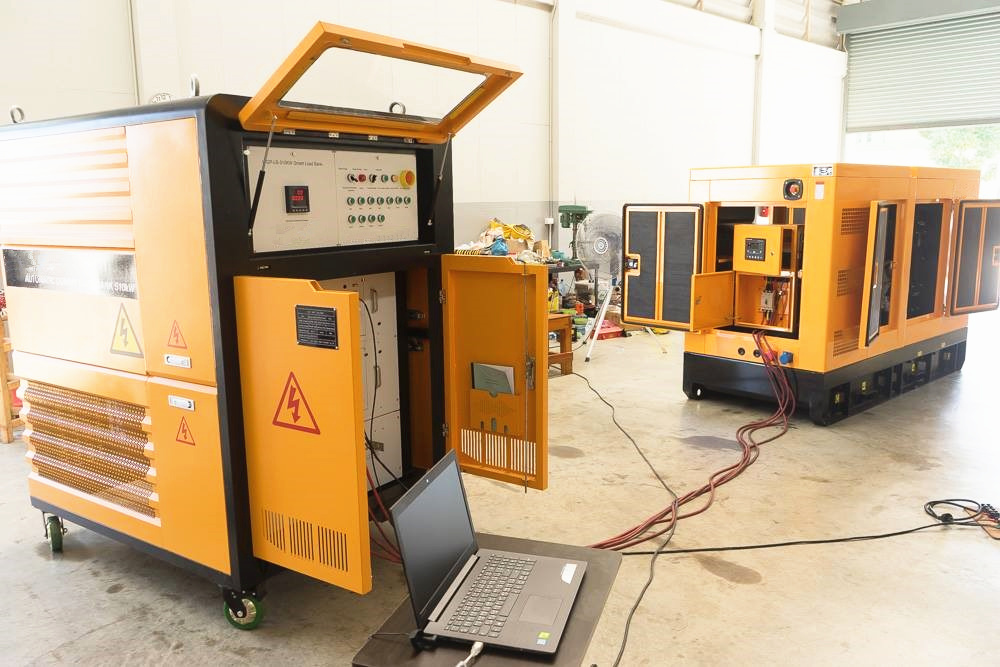 Load banks and generator setup, showcasing high-performance testing solutions.