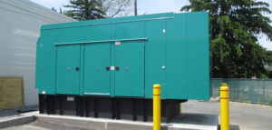 Commercial standby diesel generator installed outdoors for facility backup power