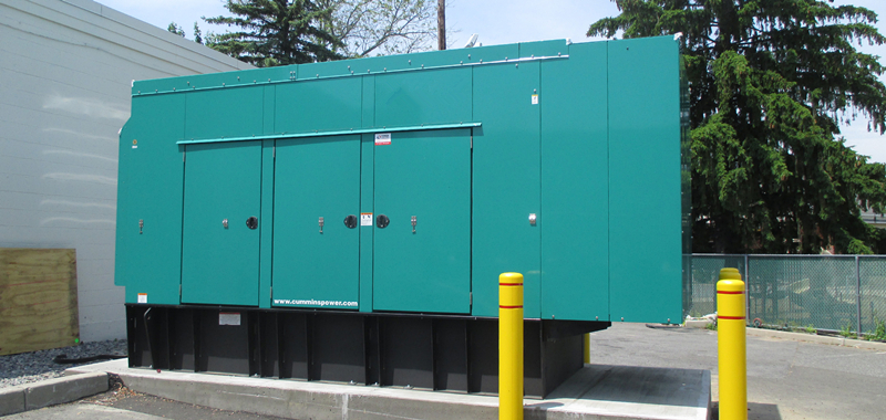 Commercial standby diesel generator installed outdoors for facility backup power