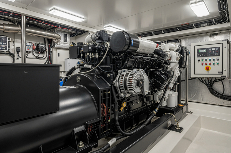 diesel generator supplying electrical load in an industrial facility