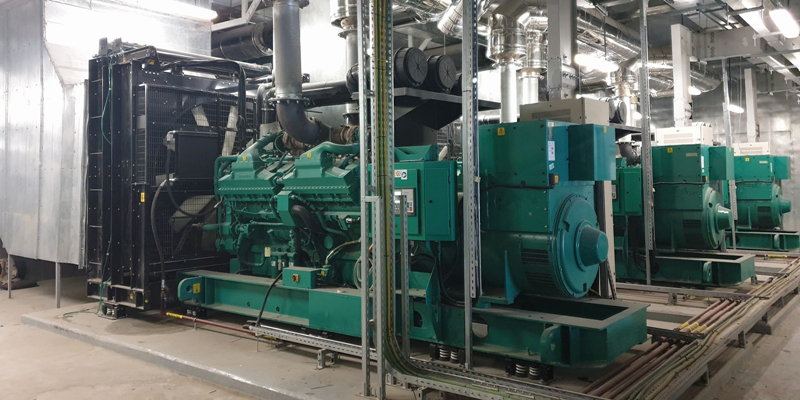 industrial diesel generator running under electrical load