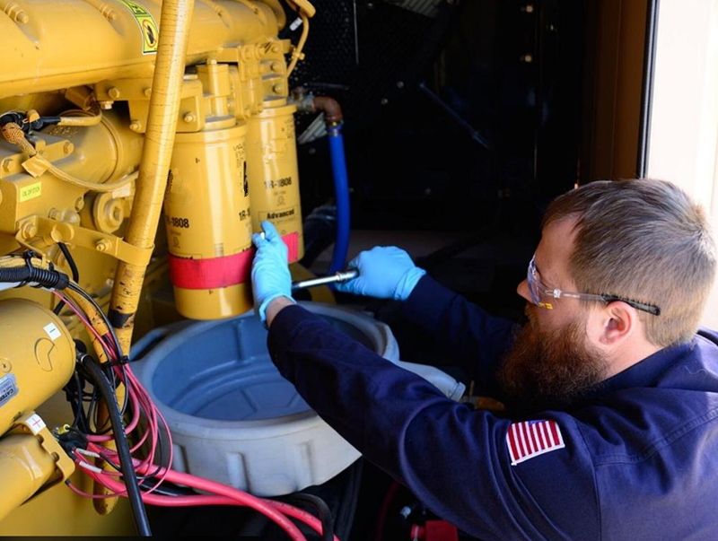 diesel generator technician troubleshooting fuel system after running out of fuel