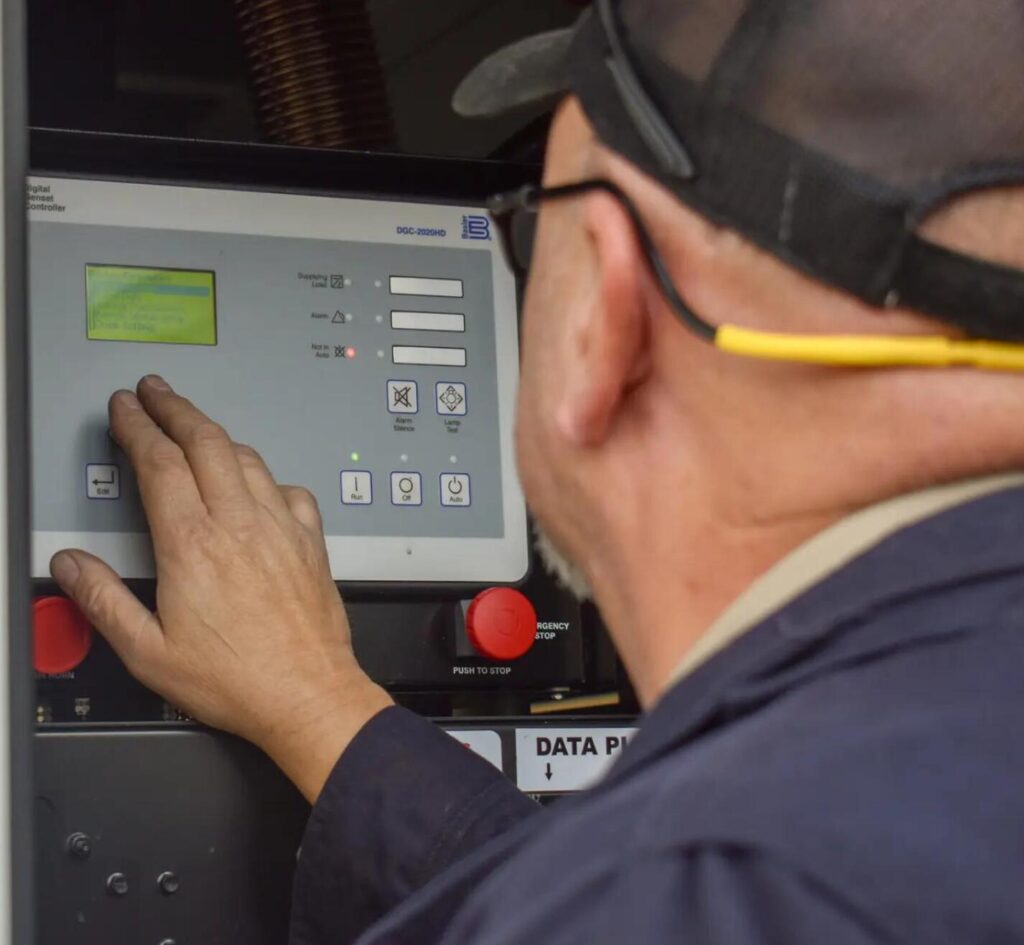 Diesel generator voltage and frequency check during load testing