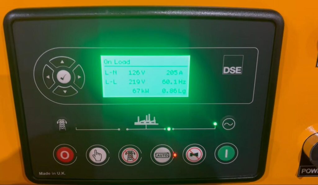 Diesel generator voltage and frequency testing